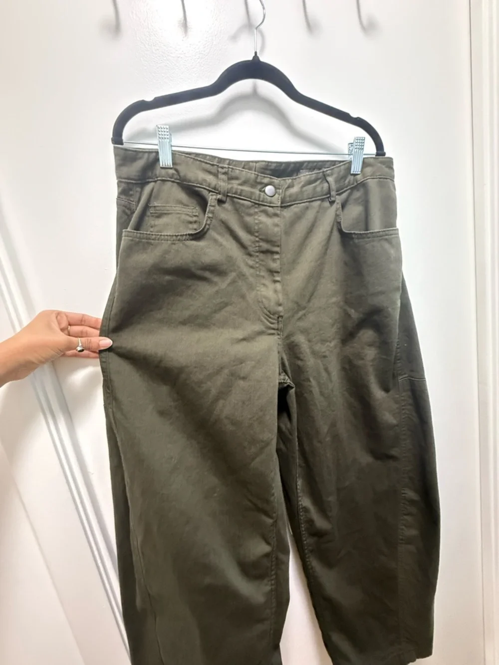 Zara Olive Green Balloon Jeans Denim Trousers - Picture 7 of 16